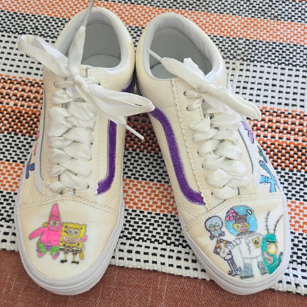 Vans White Sponge Bob Sneakers